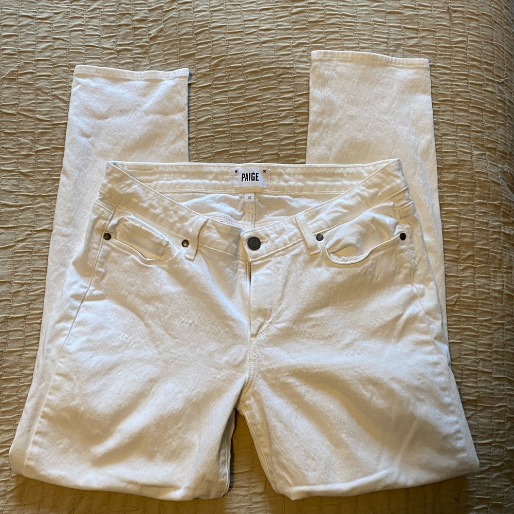Paige Skinny Cropped White Jeans sz 31